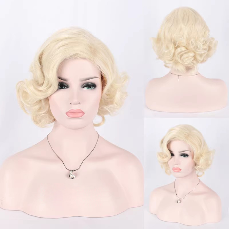 Women'S Accessories In The 60S - Синтетический короткий кудрявый парик блонд-мелированный для